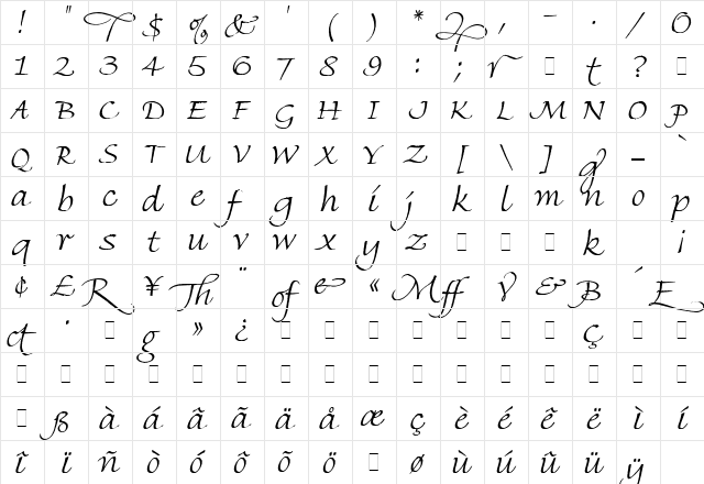 FineHand Regular font glyphpreview