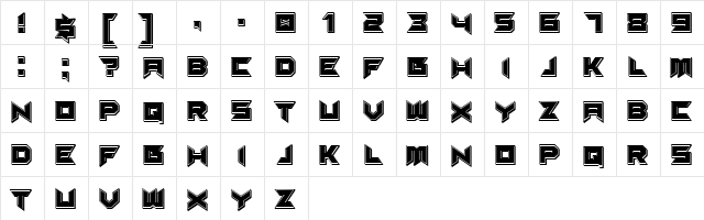 Suggested 3D Filled Regular font glyphpreview