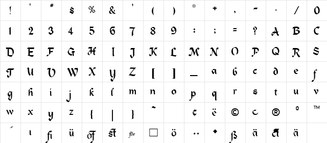 Alpine Medium font glyphpreview