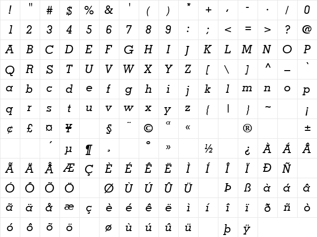 Treaties 6 Regular font glyphpreview