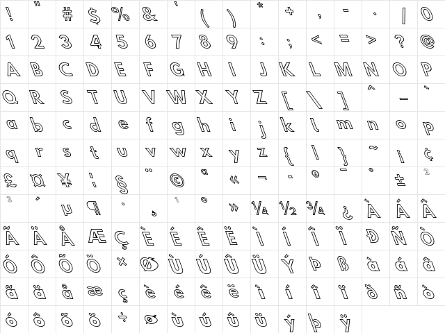 Hussar Simple ConGhoOpObl3 font glyphpreview