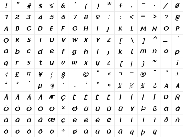 Oak-Ridge Bold Italic font glyphpreview