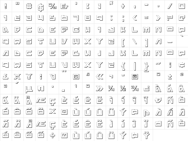Trajia Shadow Shadow font glyphpreview