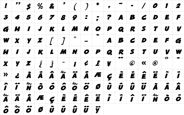 Squash MN Regular font glyphpreview