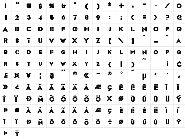 Videopac Bold font glyphpreview