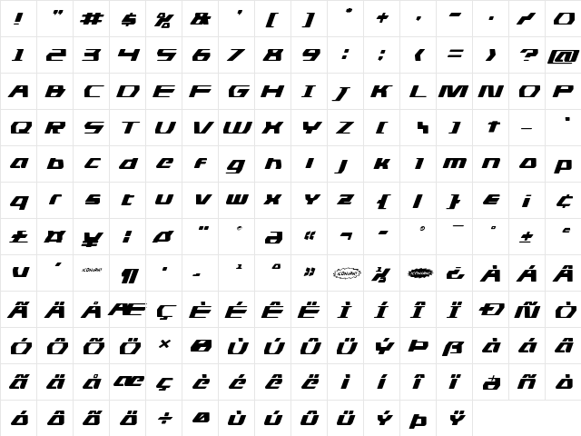 DS man Expanded Italic Expanded Italic font glyphpreview