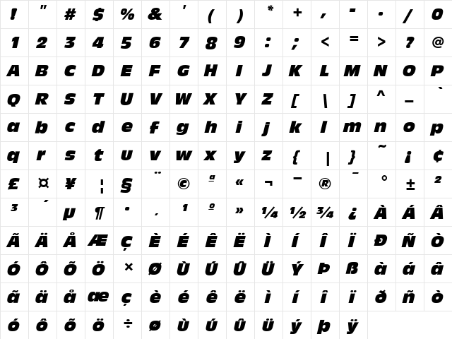 Antique Olive T Italic font glyphpreview