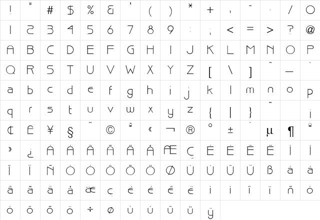 BisonDB Normal font glyphpreview