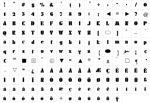 Cg Medium font glyphpreview