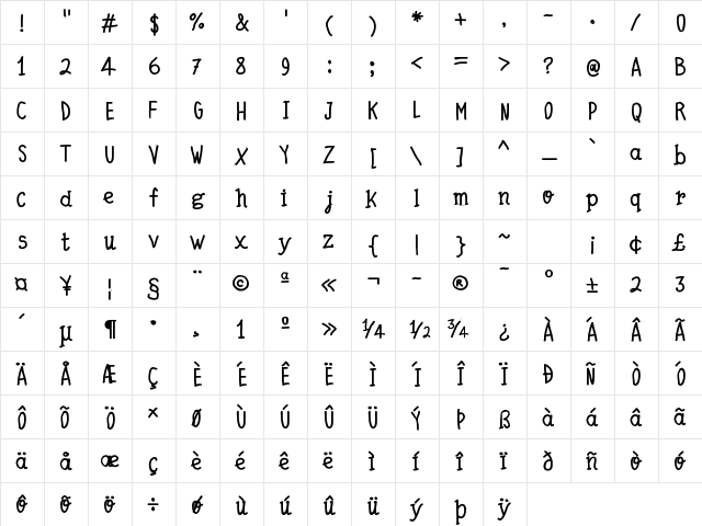 Quick Writing Bold font glyphpreview