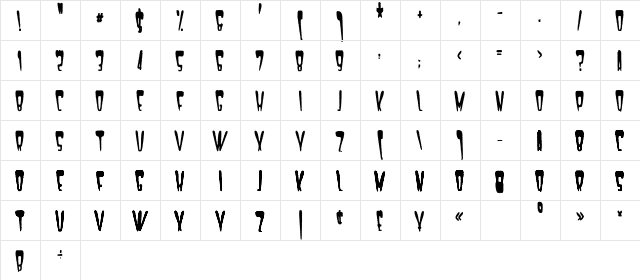 Satan 1981 Regular font glyphpreview