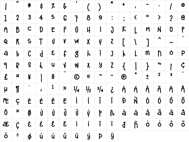 Frostela Regular font glyphpreview