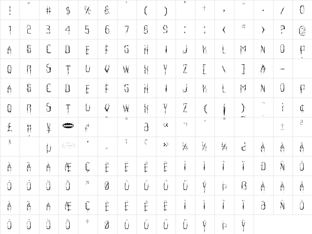 Horroroid Light Light font glyphpreview