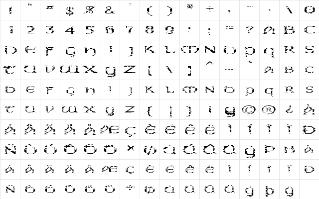 FZ JAZZY 31 HOLEY EX Normal font glyphpreview