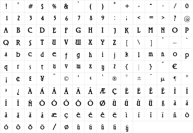 Signora Regular font glyphpreview