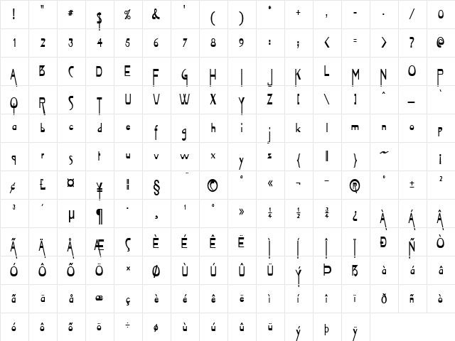 TabletCondensed Bold font glyphpreview