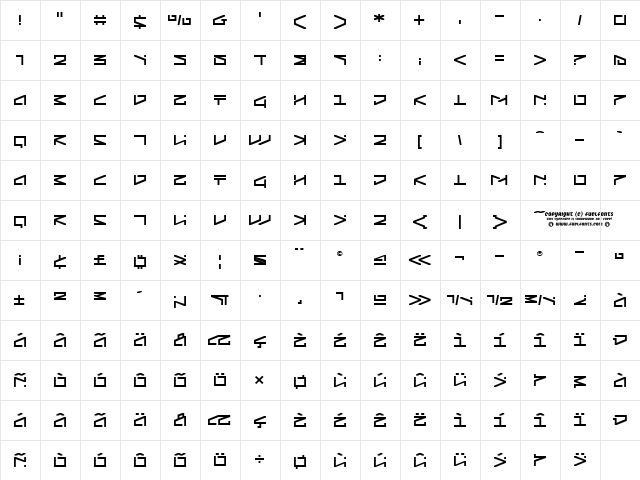 Experi Regular font glyphpreview