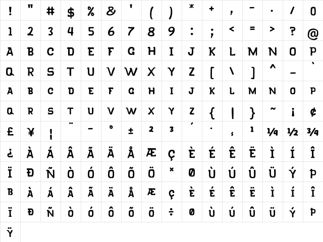 KLAPJO Regular font glyphpreview