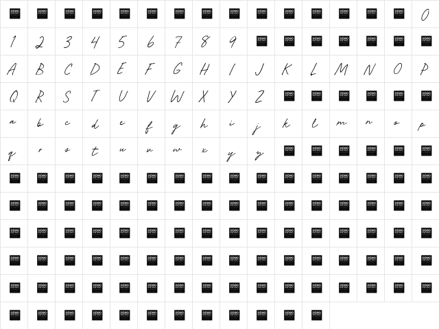 Seaside Groove - Demo Regular font glyphpreview