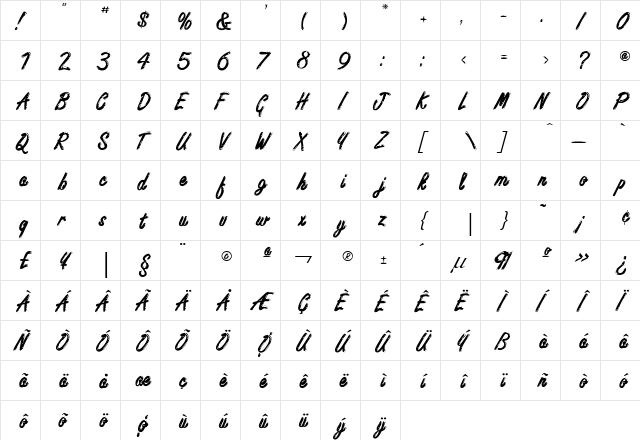 Freestyle Script Bold font glyphpreview