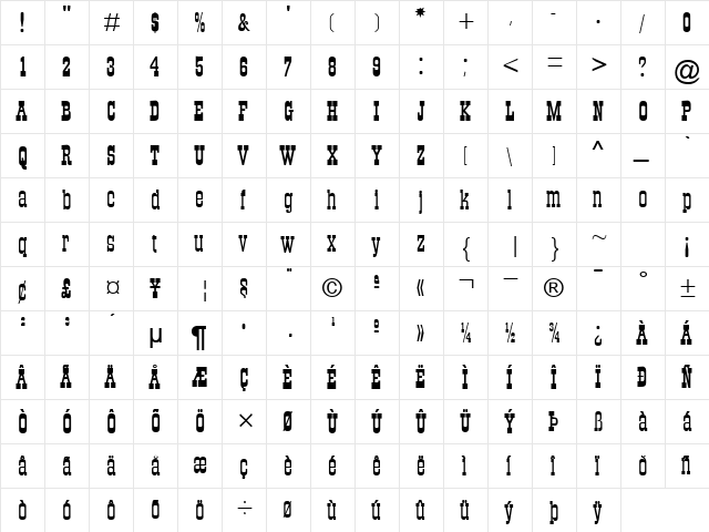PT Sasparilla Normal font glyphpreview