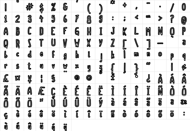 Scoubidou Rap Regular font glyphpreview
