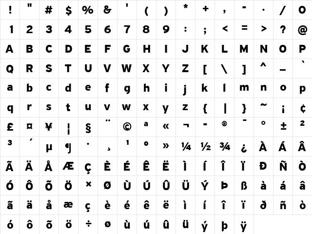 PF Highway Sans Pro Bold font glyphpreview