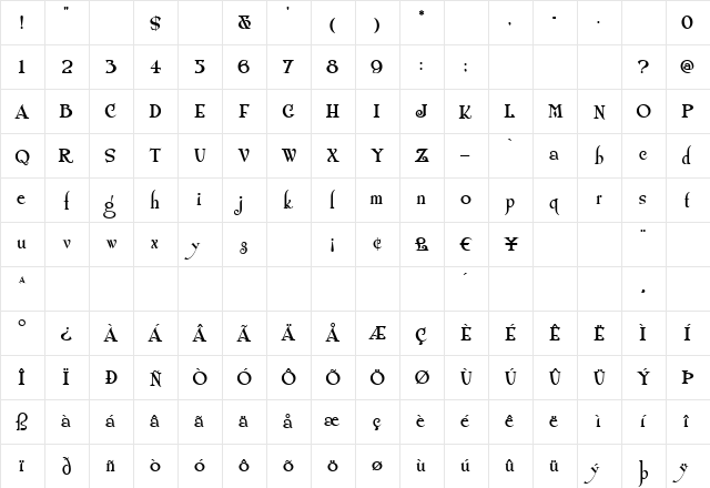 ShangriLaNF Regular font glyphpreview