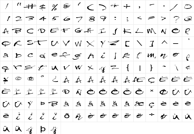 FZ HAND 28 EX Normal font glyphpreview