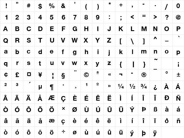 NimbusSanNovT Bold font glyphpreview