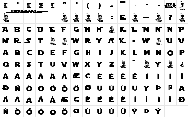 Star Jedi Logo DoubleLine1 Regular font glyphpreview