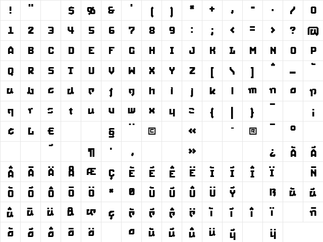 SquidRegular Regular font glyphpreview