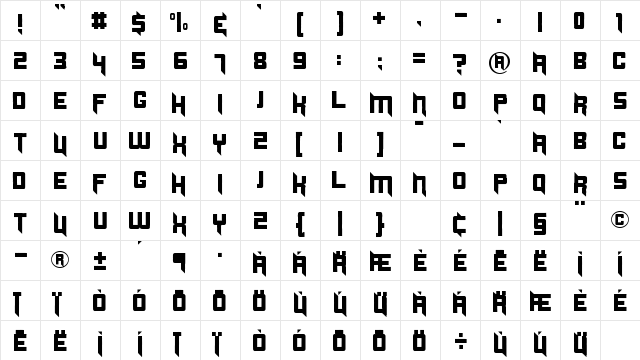 Origicide Regular font glyphpreview