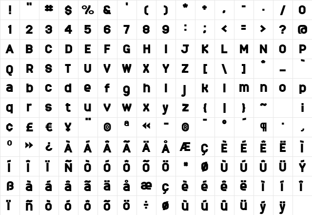 MonarkBlack Regular font glyphpreview