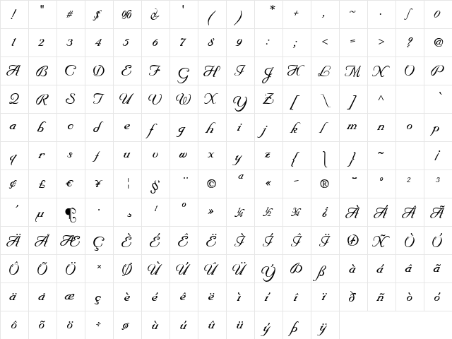 Elegeion Script Regular font glyphpreview