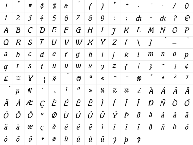 Mutter Krause Regular font glyphpreview