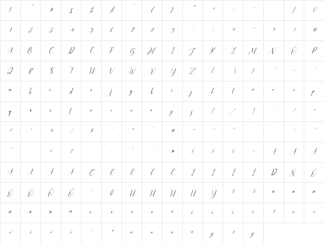 Sebbastian Italic Regular font glyphpreview