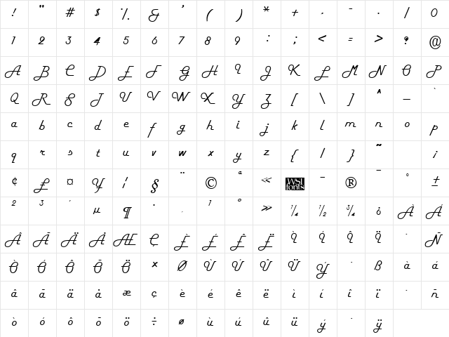 Fifties Regular font glyphpreview