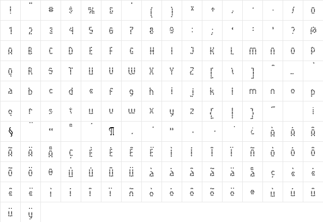 MousyFont Regular font glyphpreview