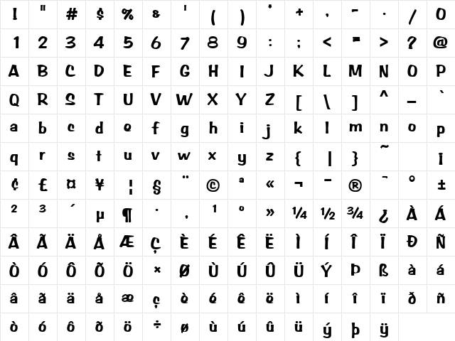 BRADDON Bold font glyphpreview