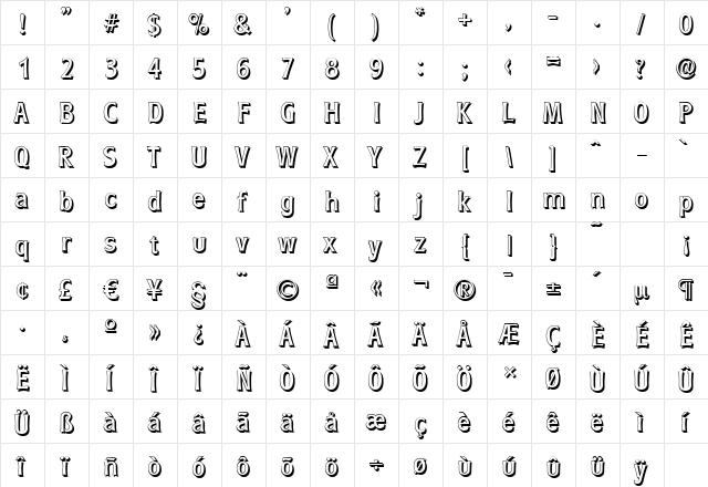 RoundestShadow Regular font glyphpreview