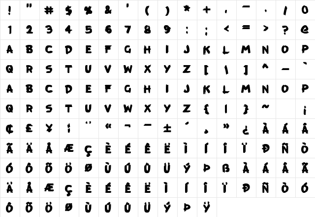 KreepTown Regular font glyphpreview