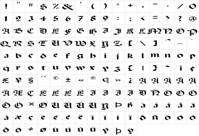 FZ GOTHIC 6 EX Normal font glyphpreview