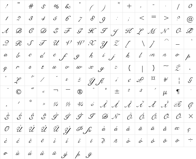 Snell Regular font glyphpreview