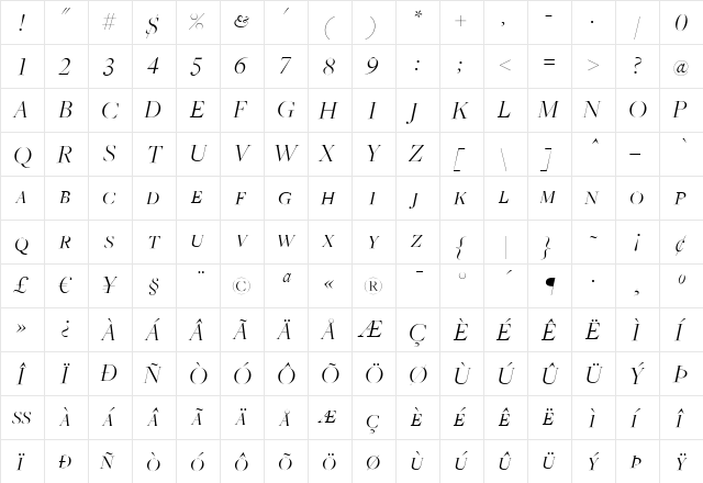 FreightBigLightItalicSC Regular font glyphpreview