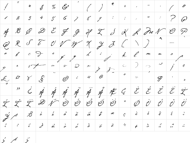 Cezanne Regular font glyphpreview