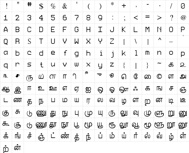 MylaiTSC Regular font glyphpreview