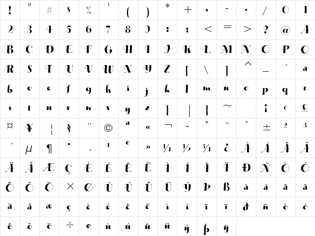 Musica ITC Std Regular font glyphpreview