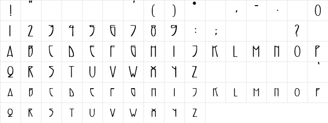 Adresack!" Regular font glyphpreview