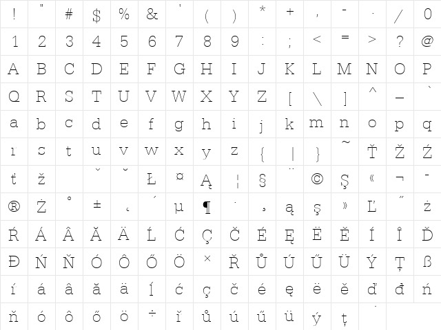 SerifaDEEThi Regular font glyphpreview